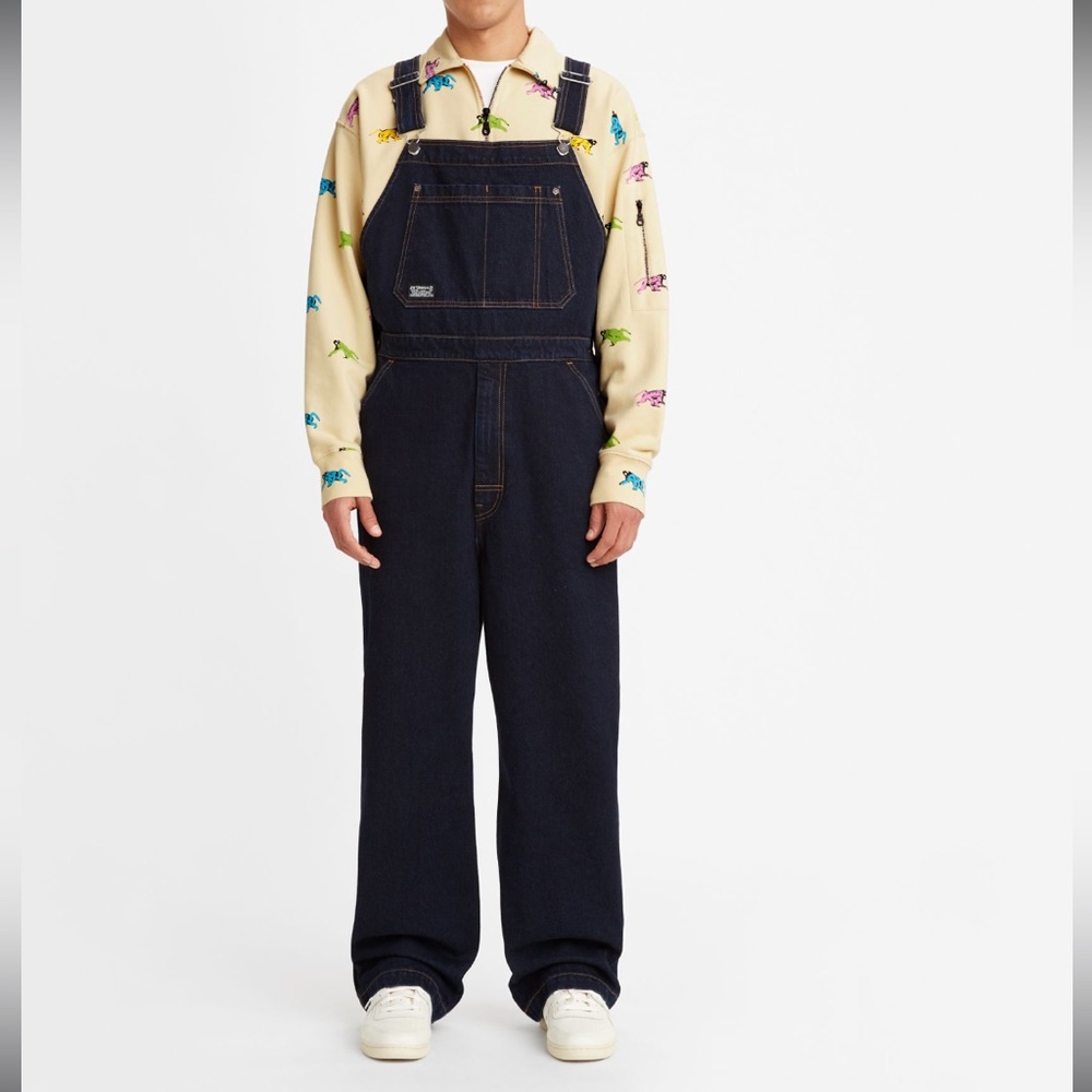 Levis Overall Skate Fit Skater Dark Wide Leg Denim Oversize Size Large